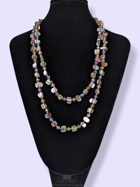 Colourful Abalone & Crystal Beaded Infinity Necklace